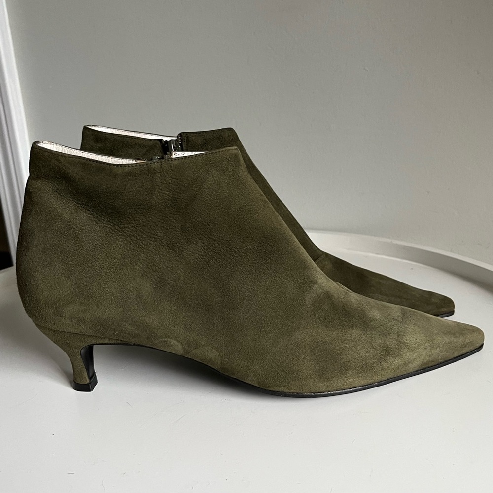 Seducta Paris Suede Kitten Heel Pointed Toe Ankle Boots Size 7.5